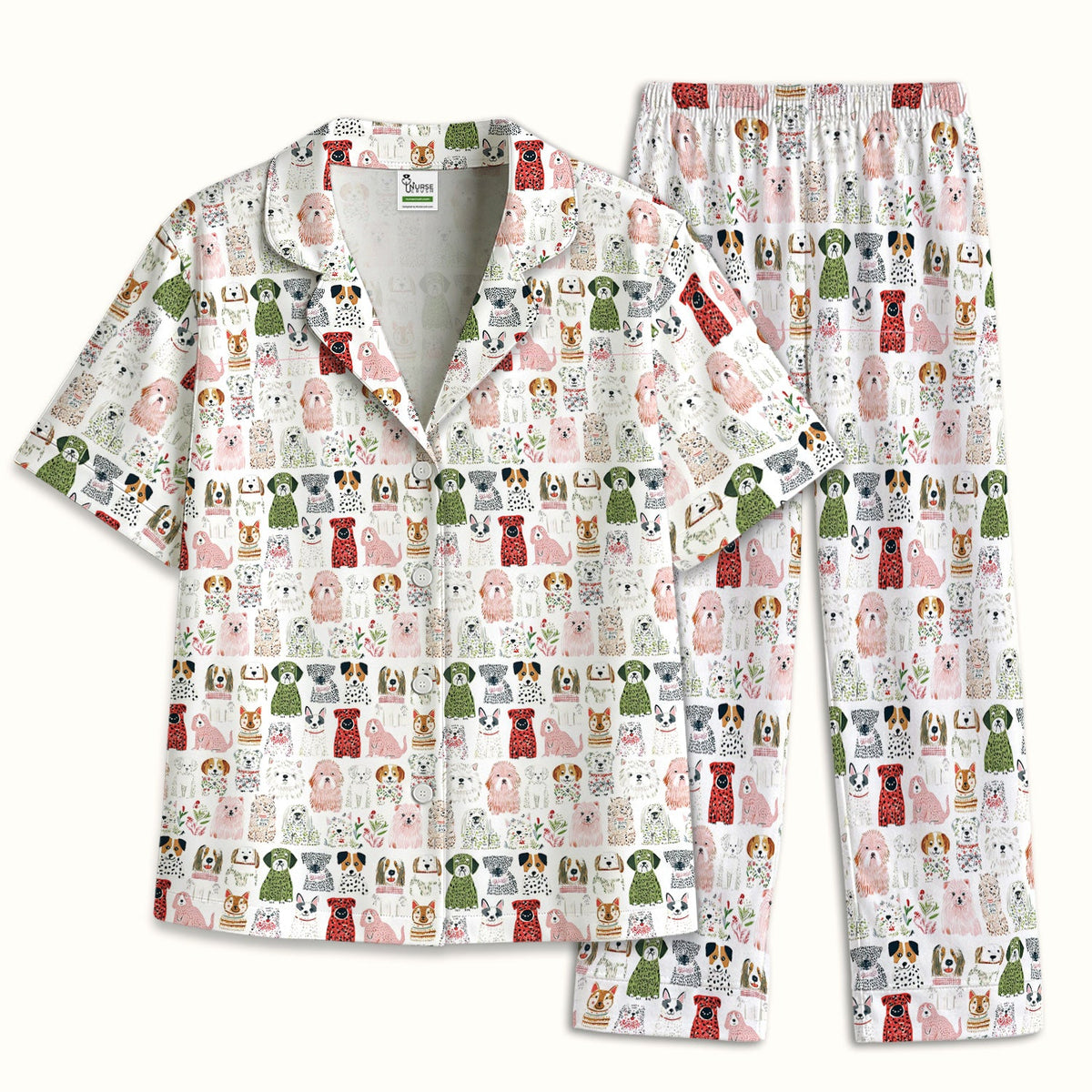 Dog Breeds Nurse Pajama Set