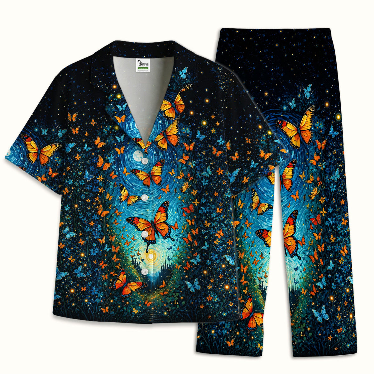 Moonlit Butterfly Nurse Pajama Set