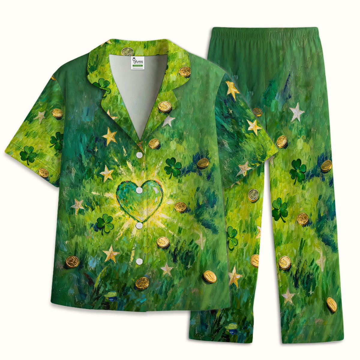St Patrick Lucky Shamrock Heart Pajama Set