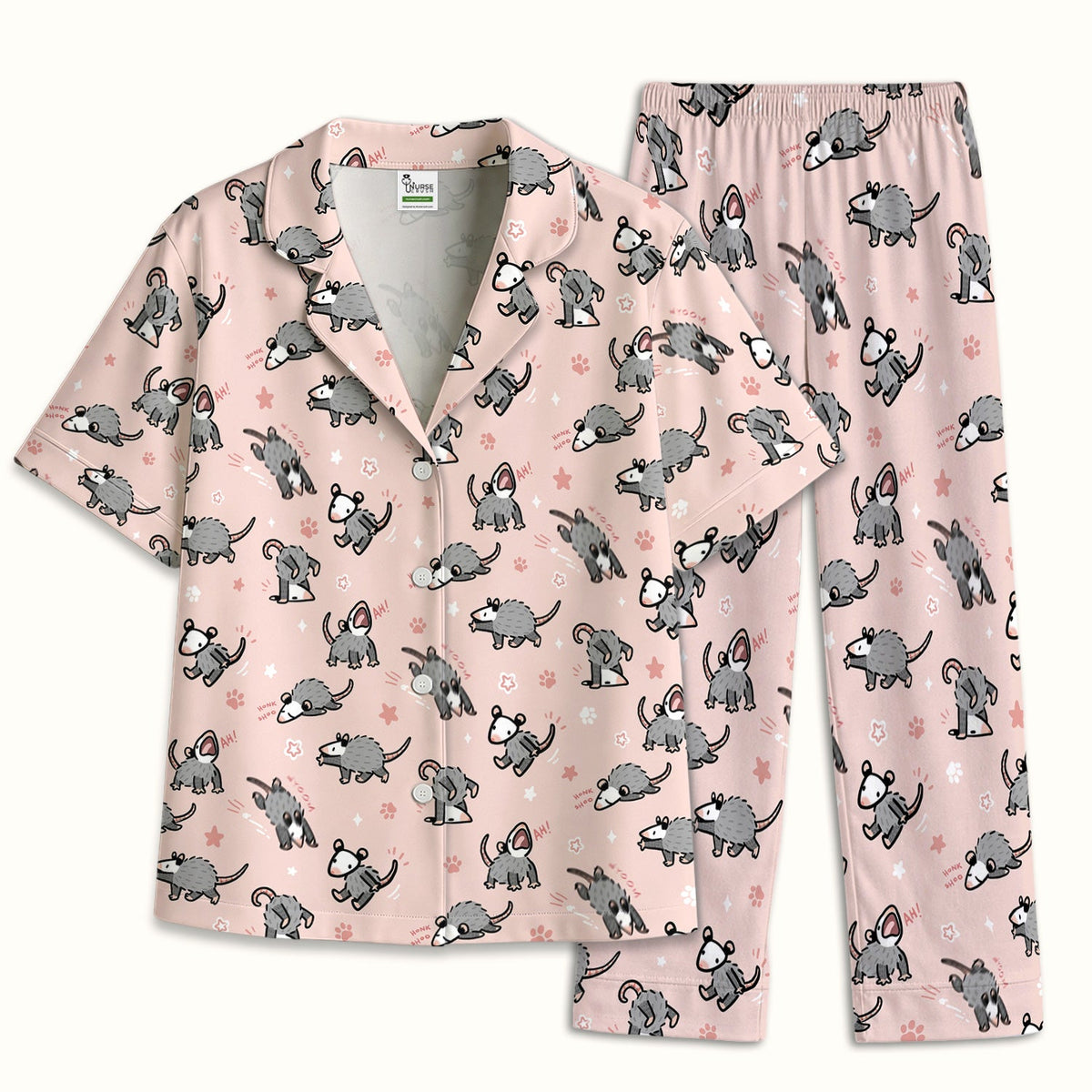 Cartoon Opossum Pajama Set