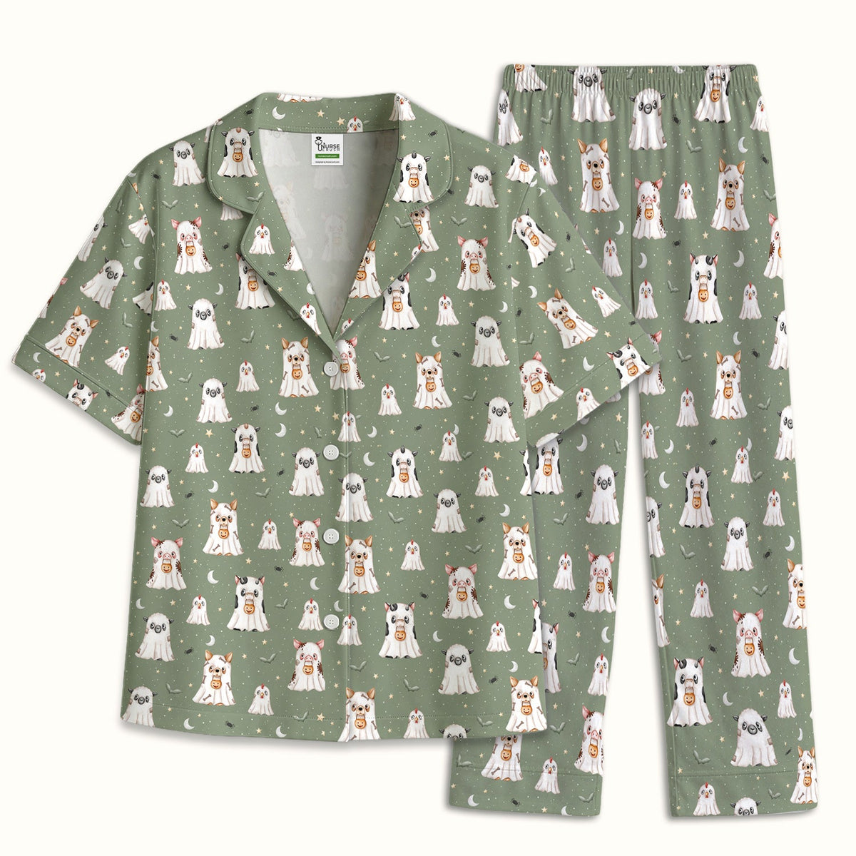 Spooky Farm Animal Ghost Pajama Set