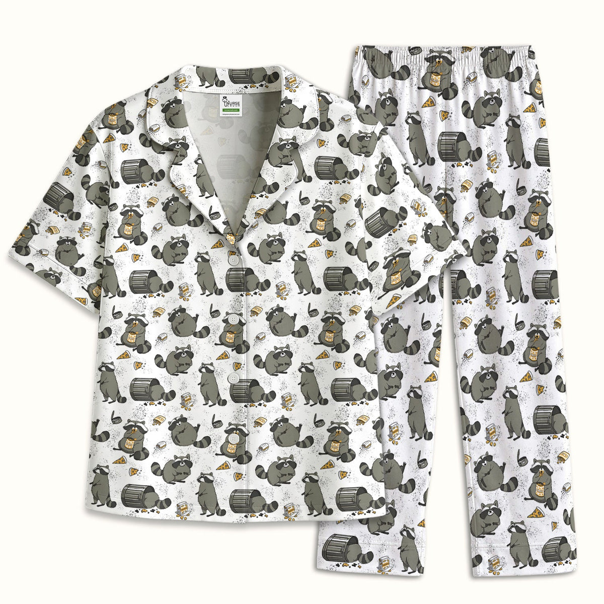 Raccoon Snack Trash Can Pajama Set