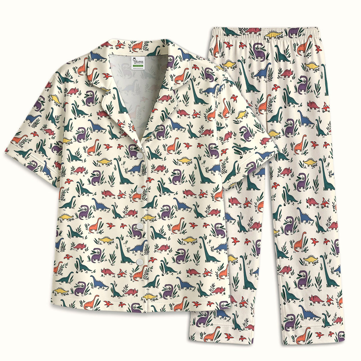 Dinosaur Leafy Garden Nurse Pajama Set