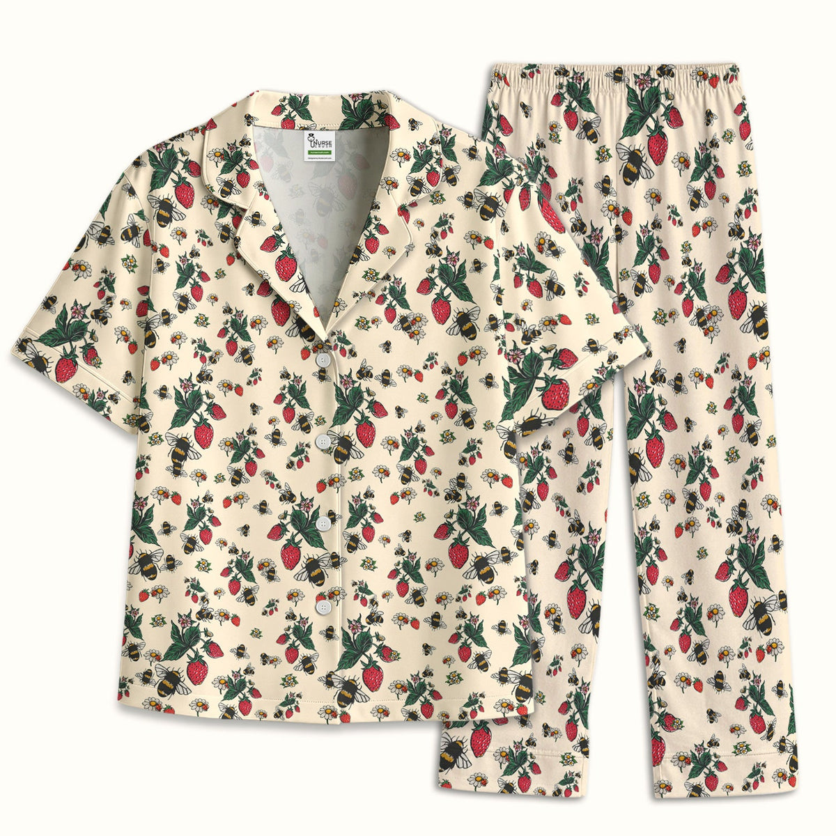 Strawberry Bee Daisy Nurse Pajama Set