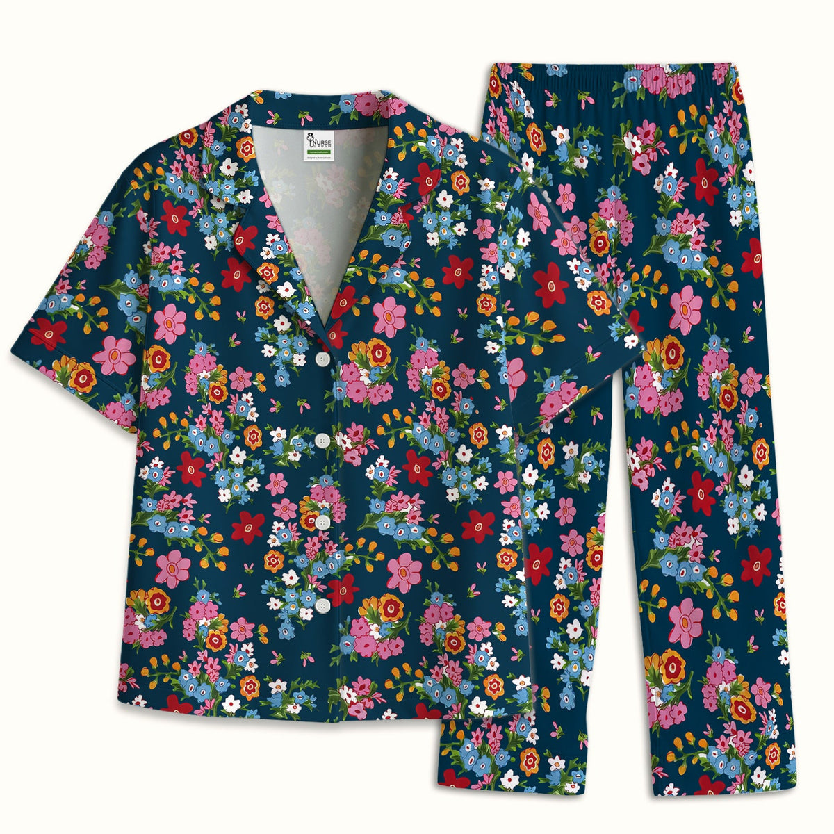 Vintage Floral Bouquet Nurse Pajama Set