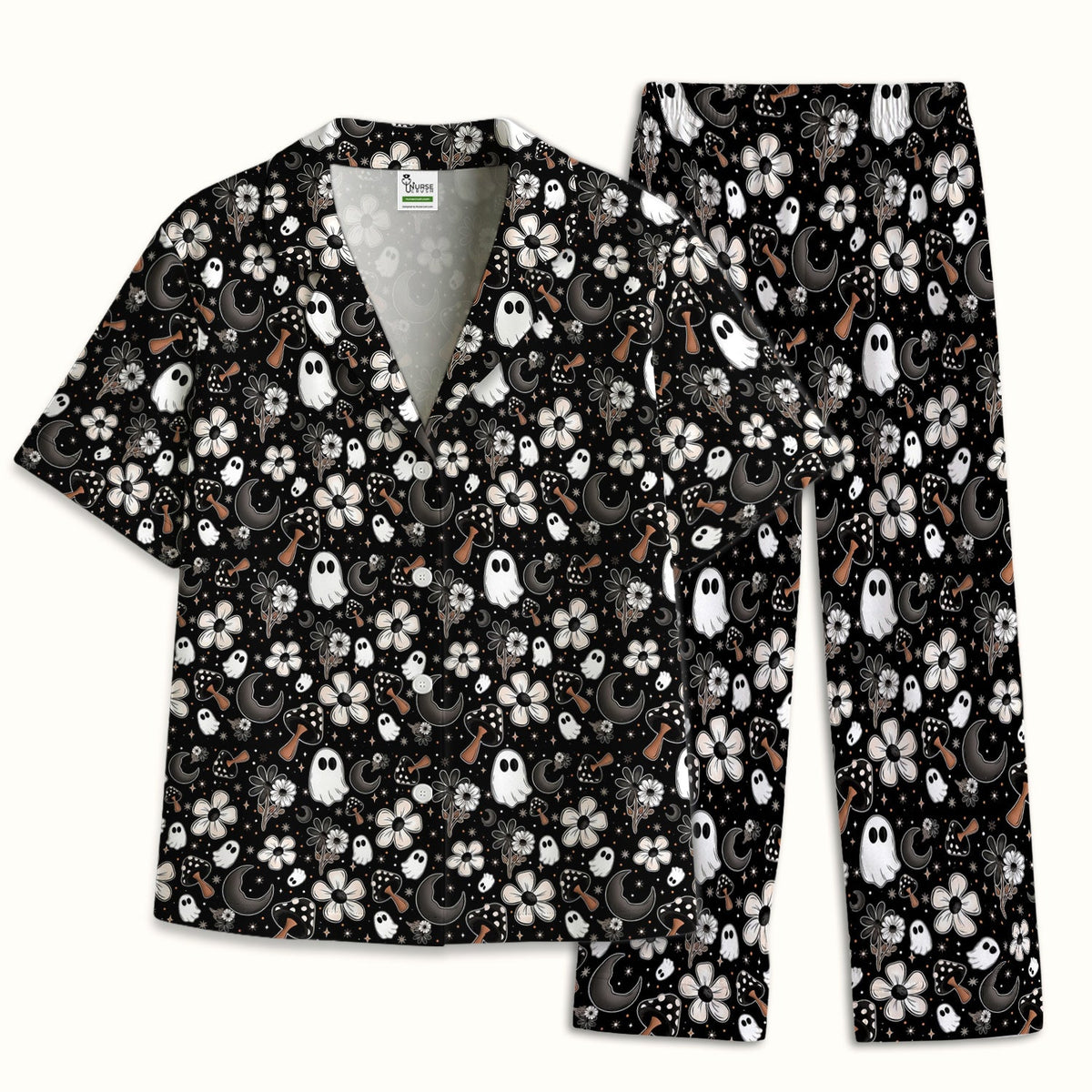 Floral Mushroom Ghost Pajama Set