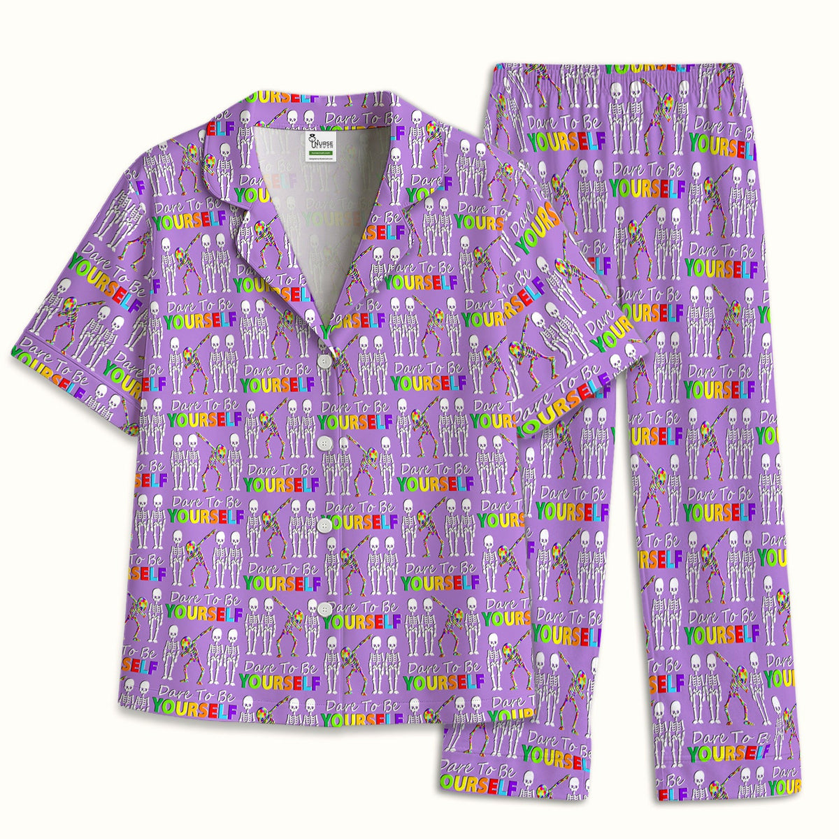 Rainbow Skeleton Dare To Be Yourself Pajama Set