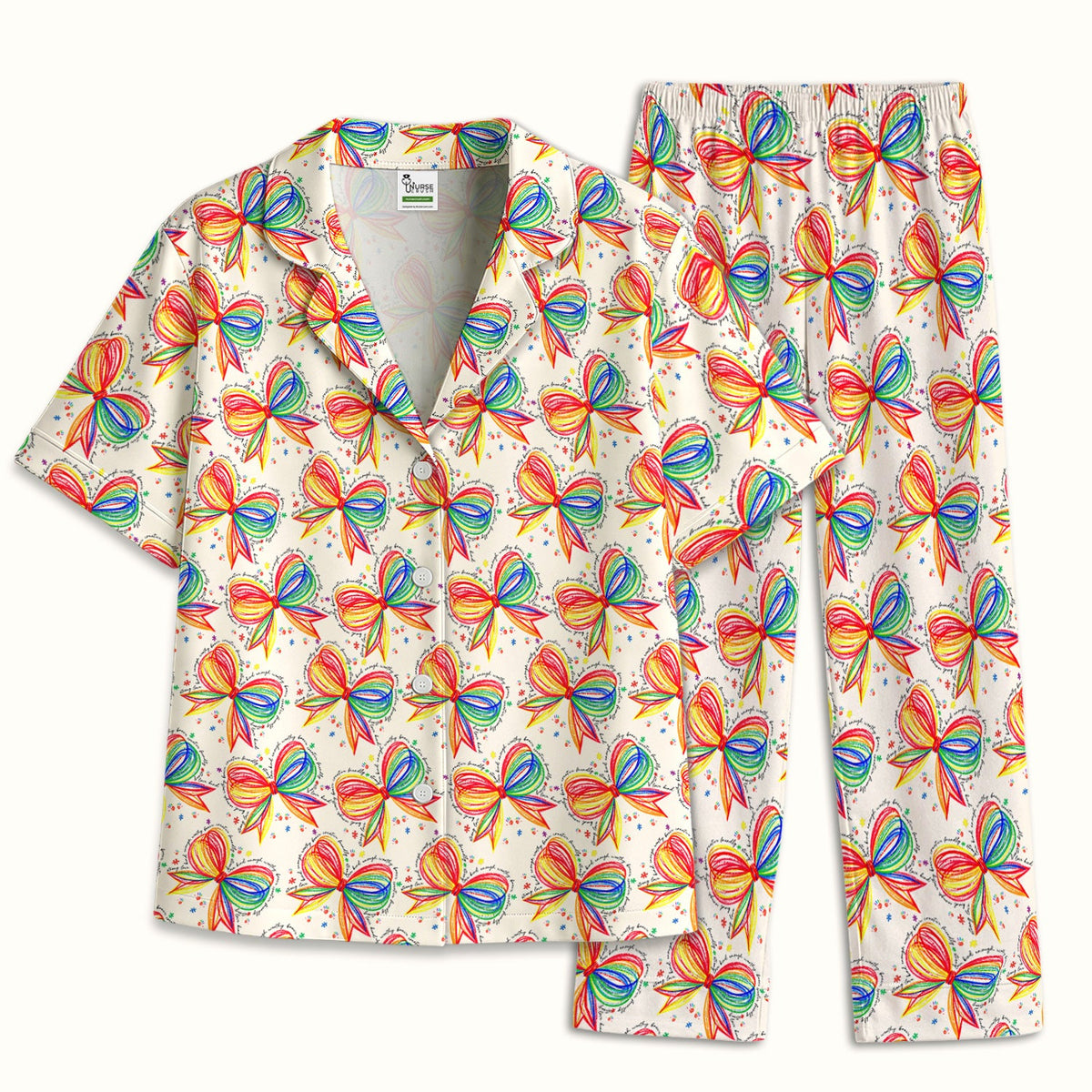 Colorful Rainbow Bow Pajama Set