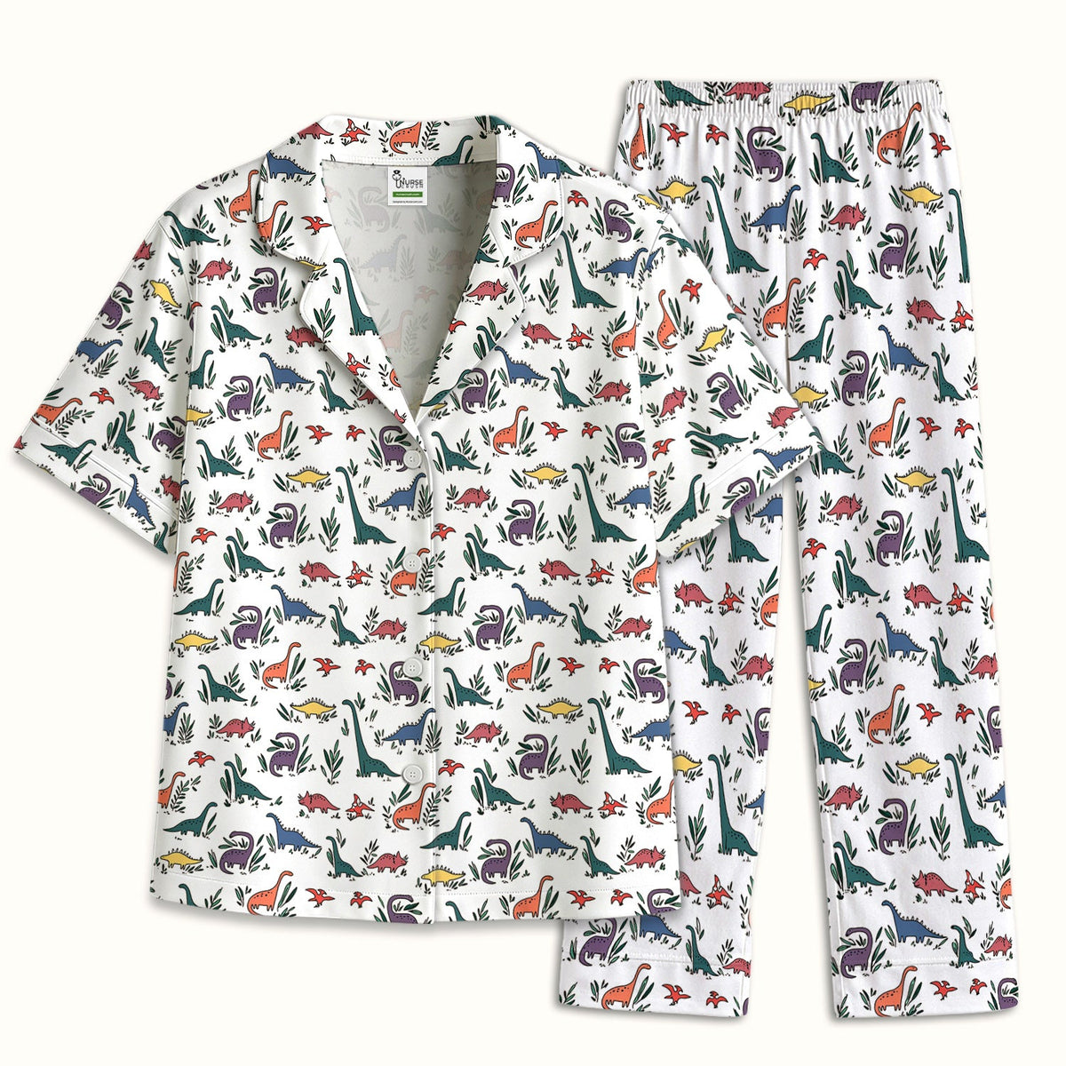 Dinosaur Leafy Garden Nurse Pajama Set