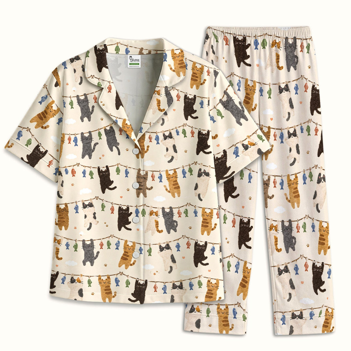 Hanging Cat Fishline Pajama Set