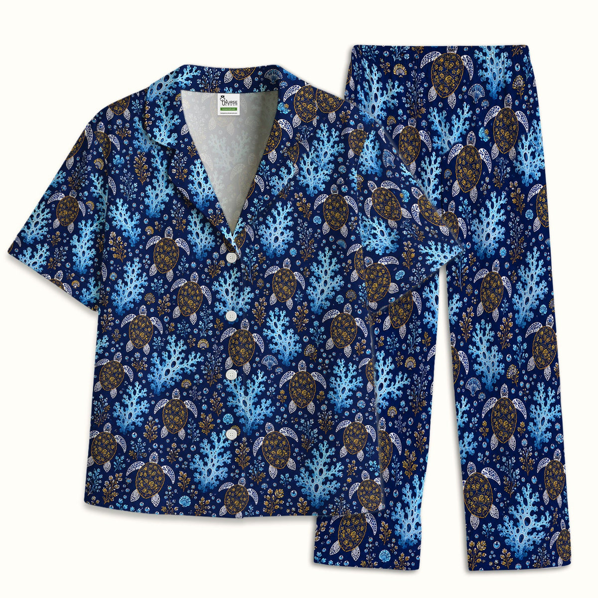 Ocean Turtle Coral Nurse Pajama Set