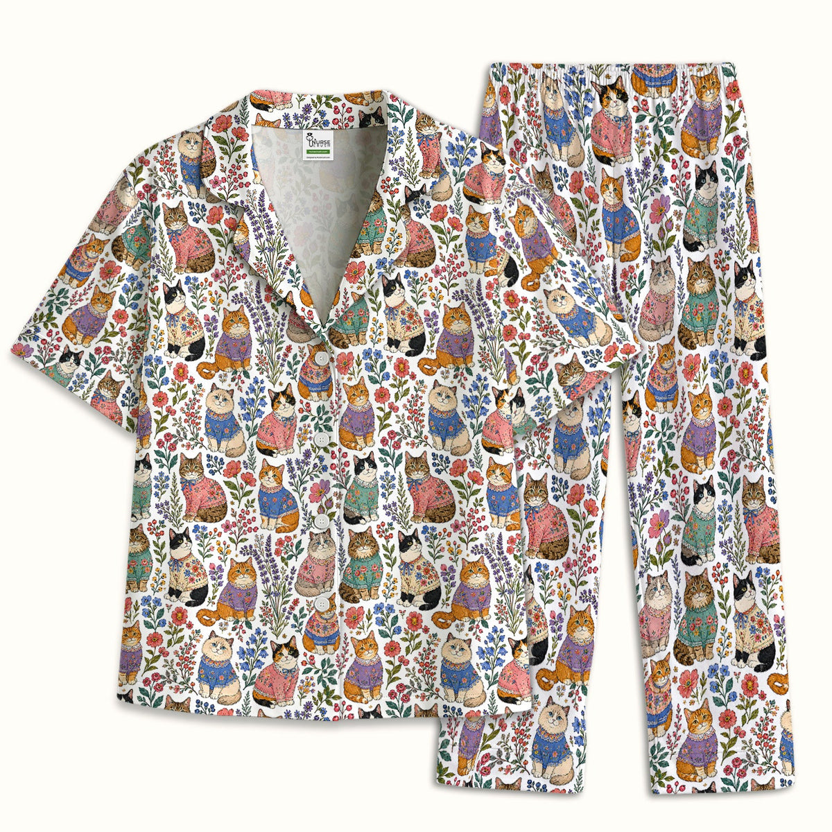 Floral Cat Pajama Set