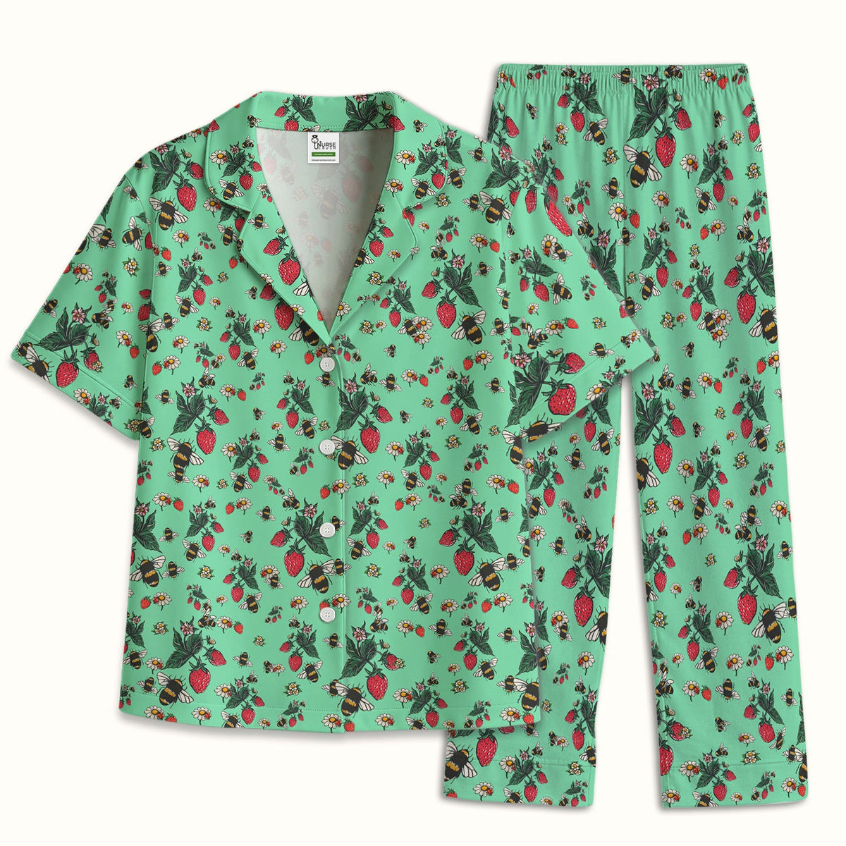 Strawberry Bee Daisy Nurse Pajama Set