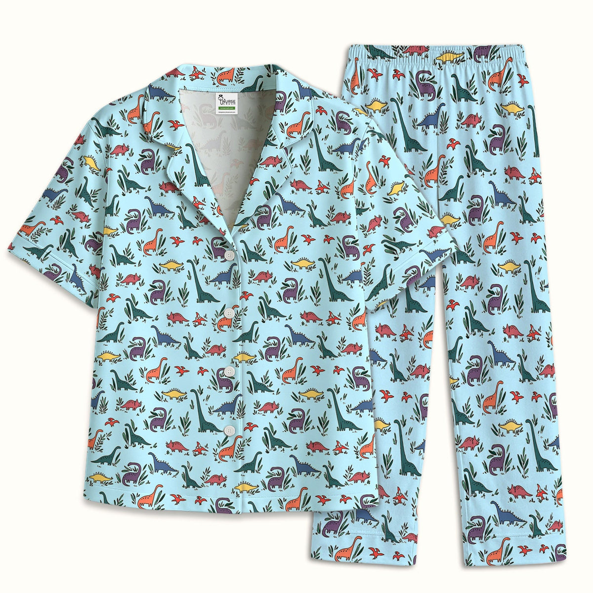 Dinosaur Leafy Garden Nurse Pajama Set