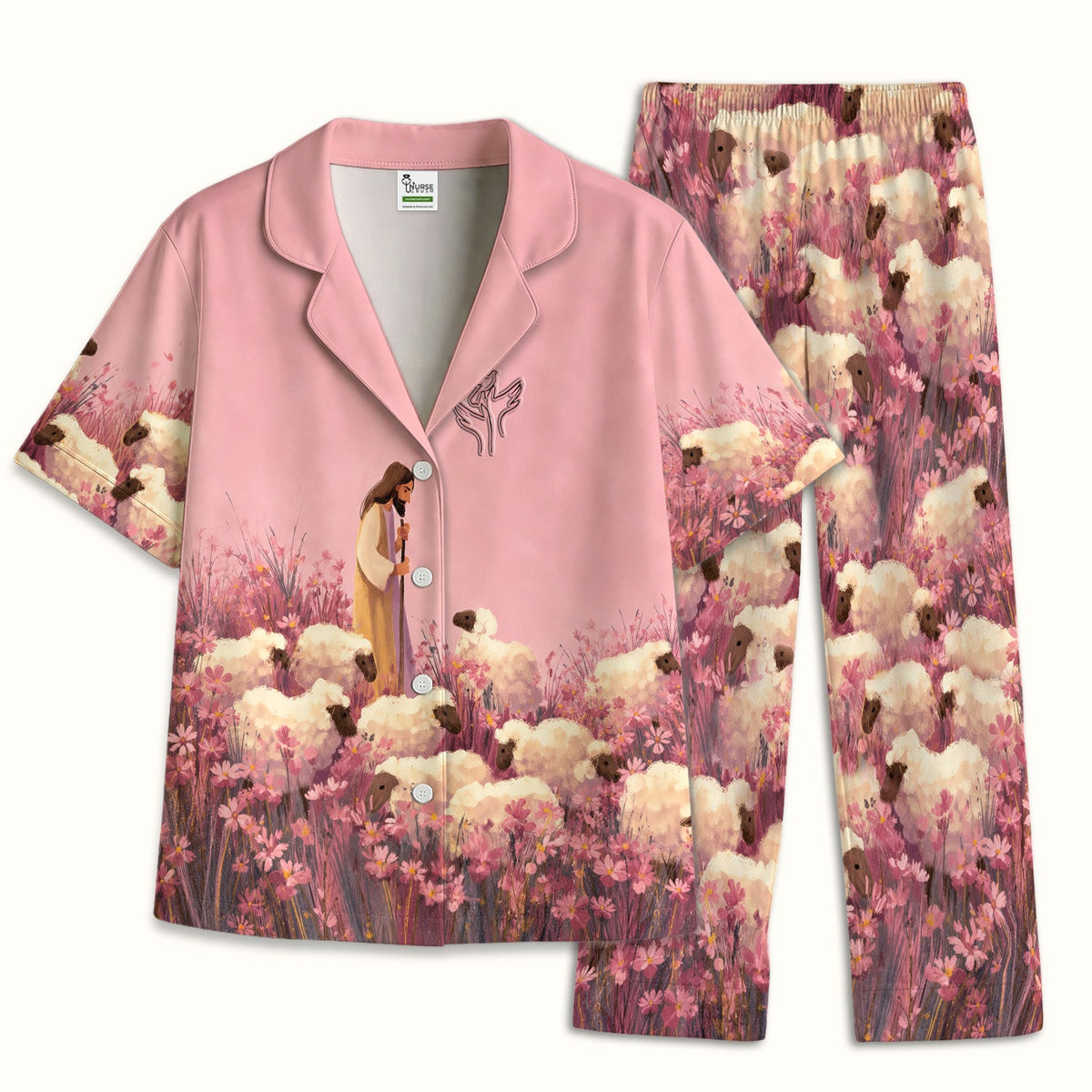 Christian Shepherd With Lambs Pajama Set
