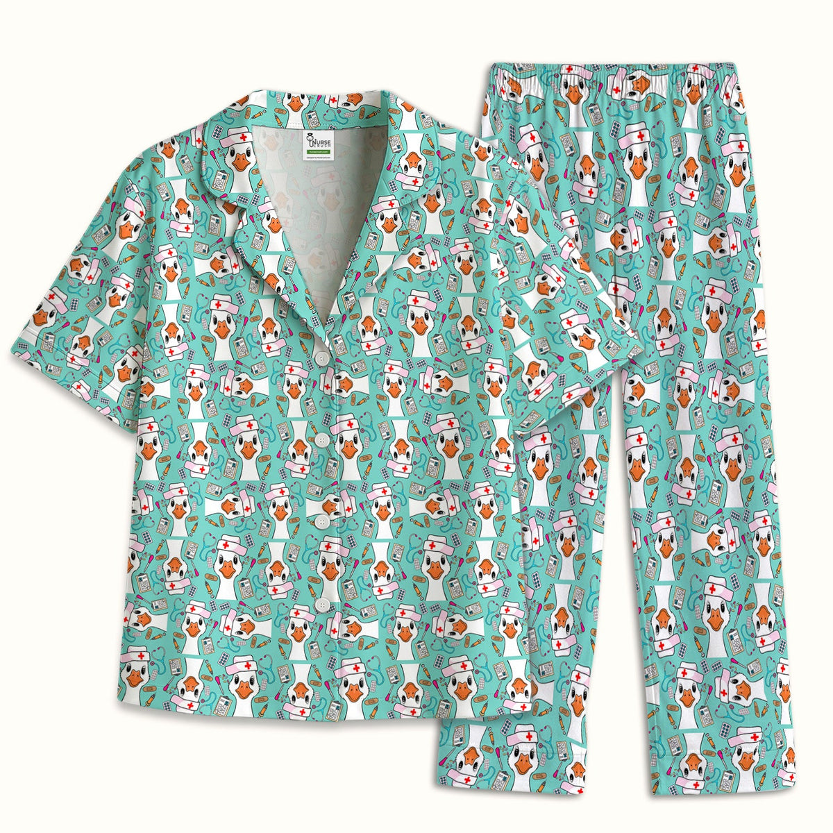 Duck Wearing Hat With Medical Tools Pajama Set