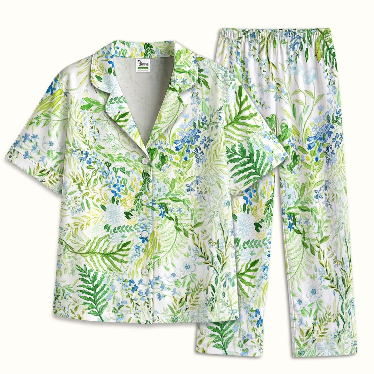 Botanical Green Floral Pajama Set
