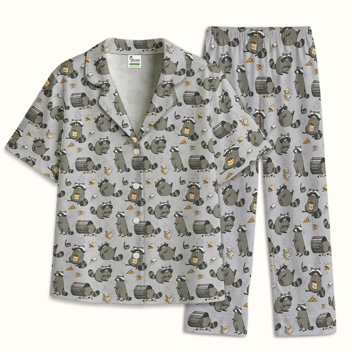 Raccoon Snack Trash Can Pajama Set