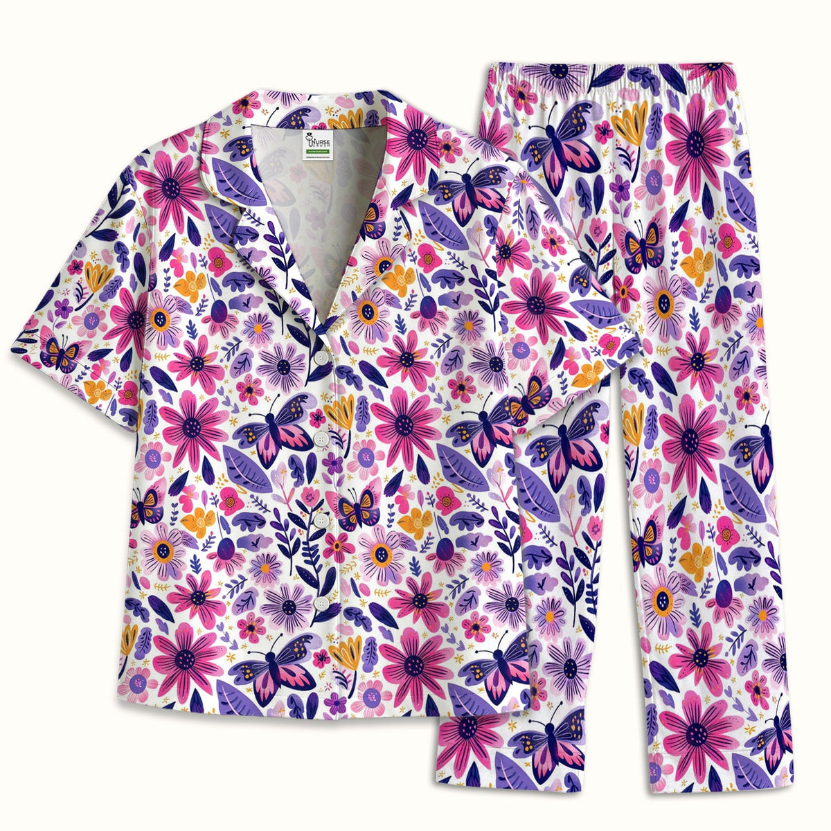 Butterfly Wildflower Garden Nurse Pajama Set