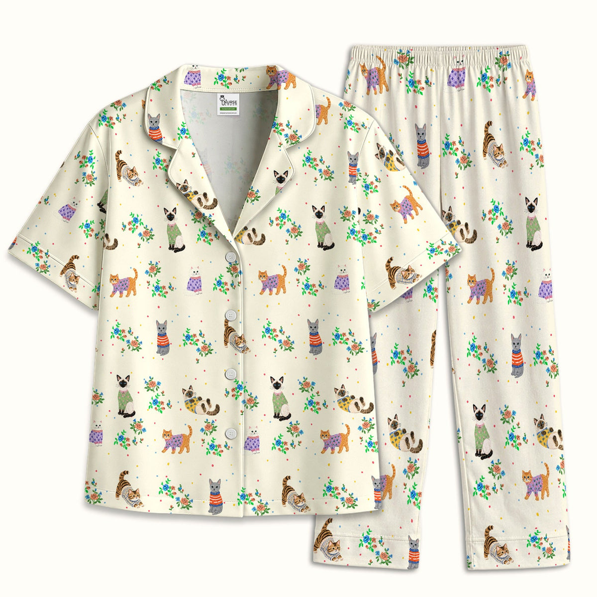 Watercolor Cat Nurse Pajama Set