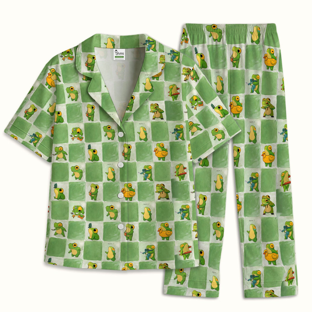 Frog Duck Checkerboard Pajama Set