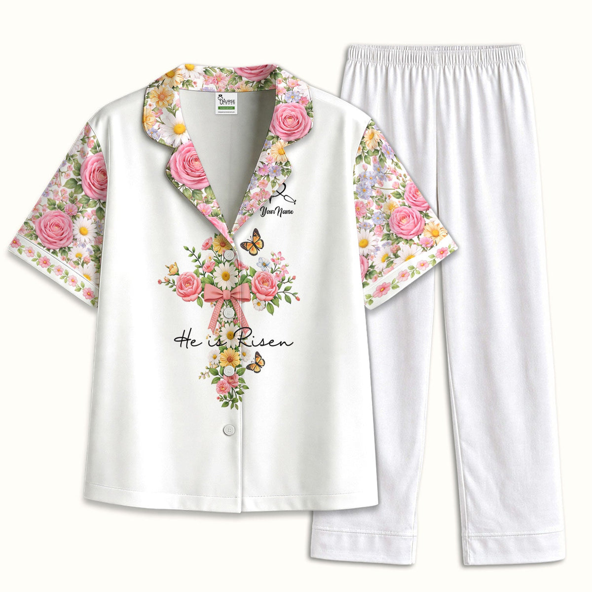 Personalized Easter Nurse He Is Risen Pajama Set