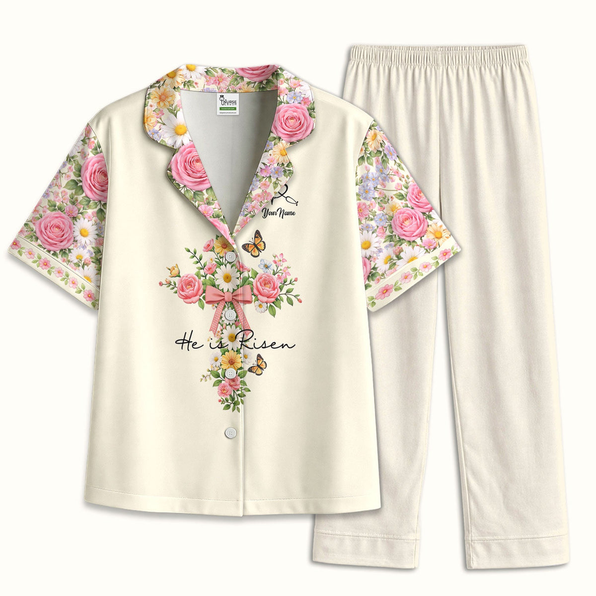 Personalized Easter Nurse He Is Risen Pajama Set
