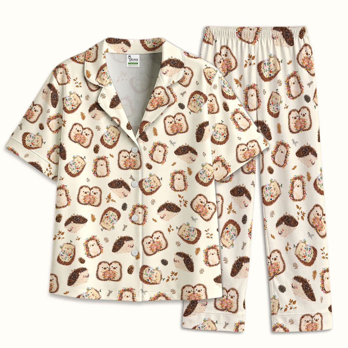 Hedgehog Floral Pajama Set