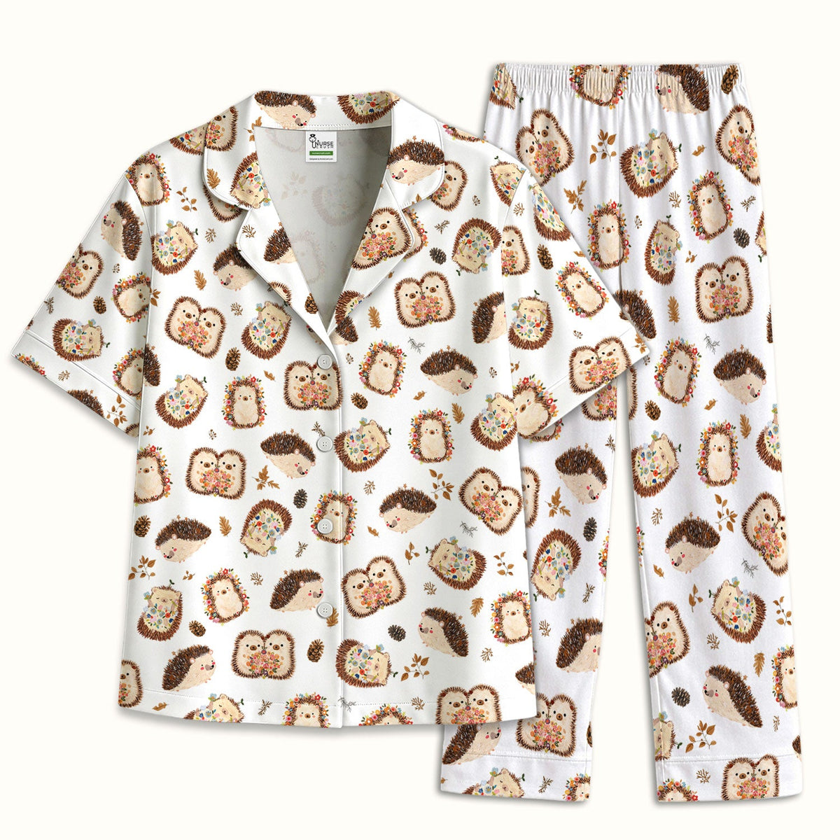 Hedgehog Floral Pajama Set