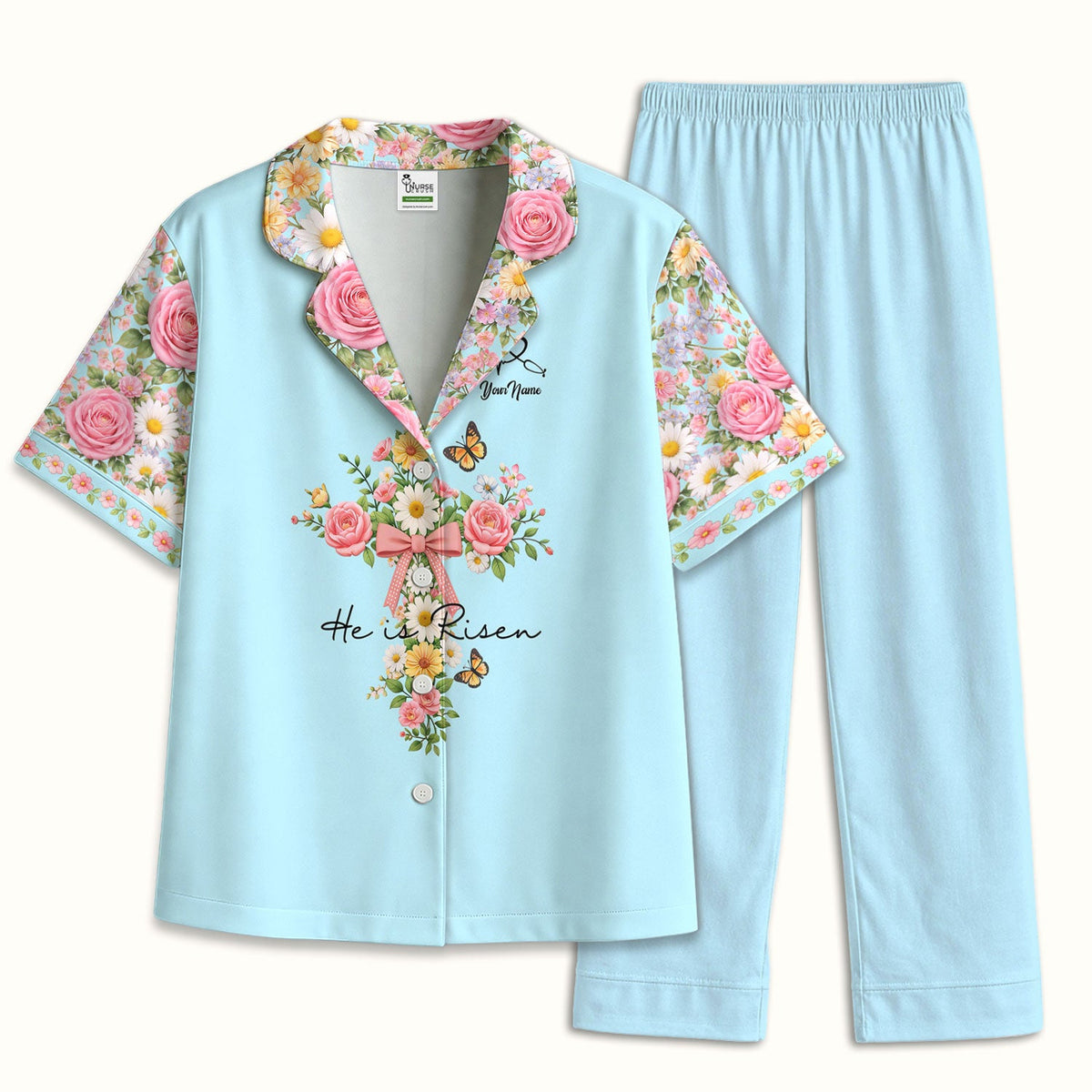 Personalized Easter Nurse He Is Risen Pajama Set