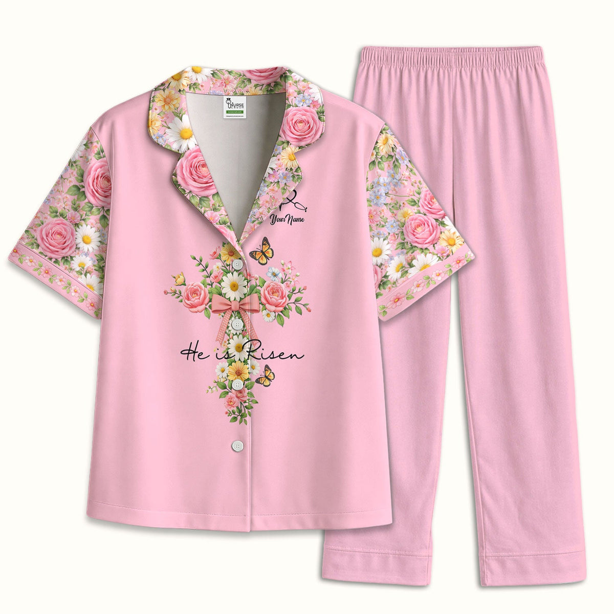 Personalized Easter Nurse He Is Risen Pajama Set