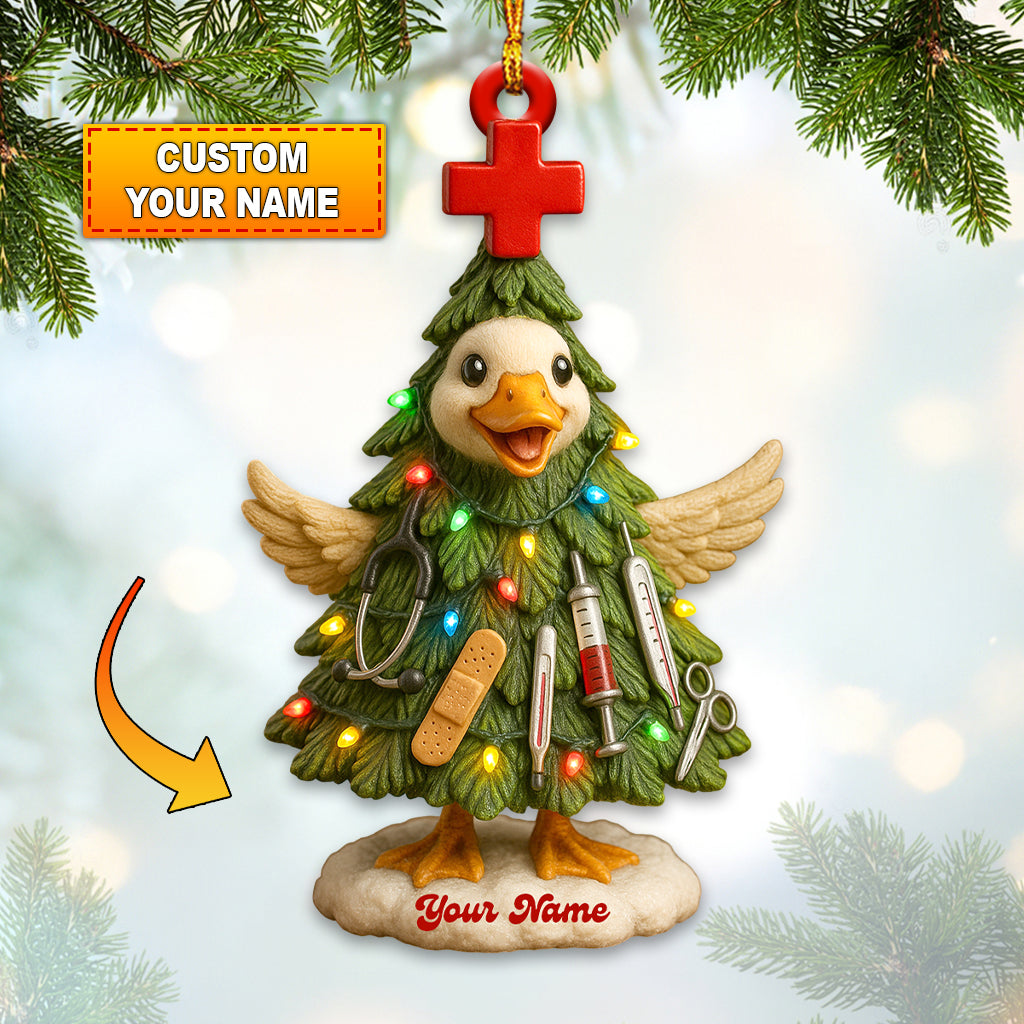 Personalized Duck Medical Christmas Nurse Ornament