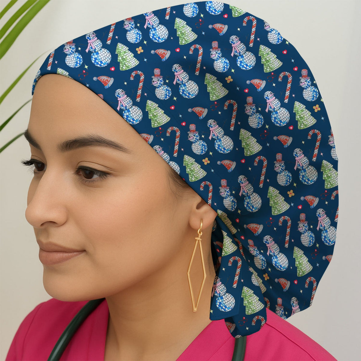 Christmas Snowman Scrub Cap