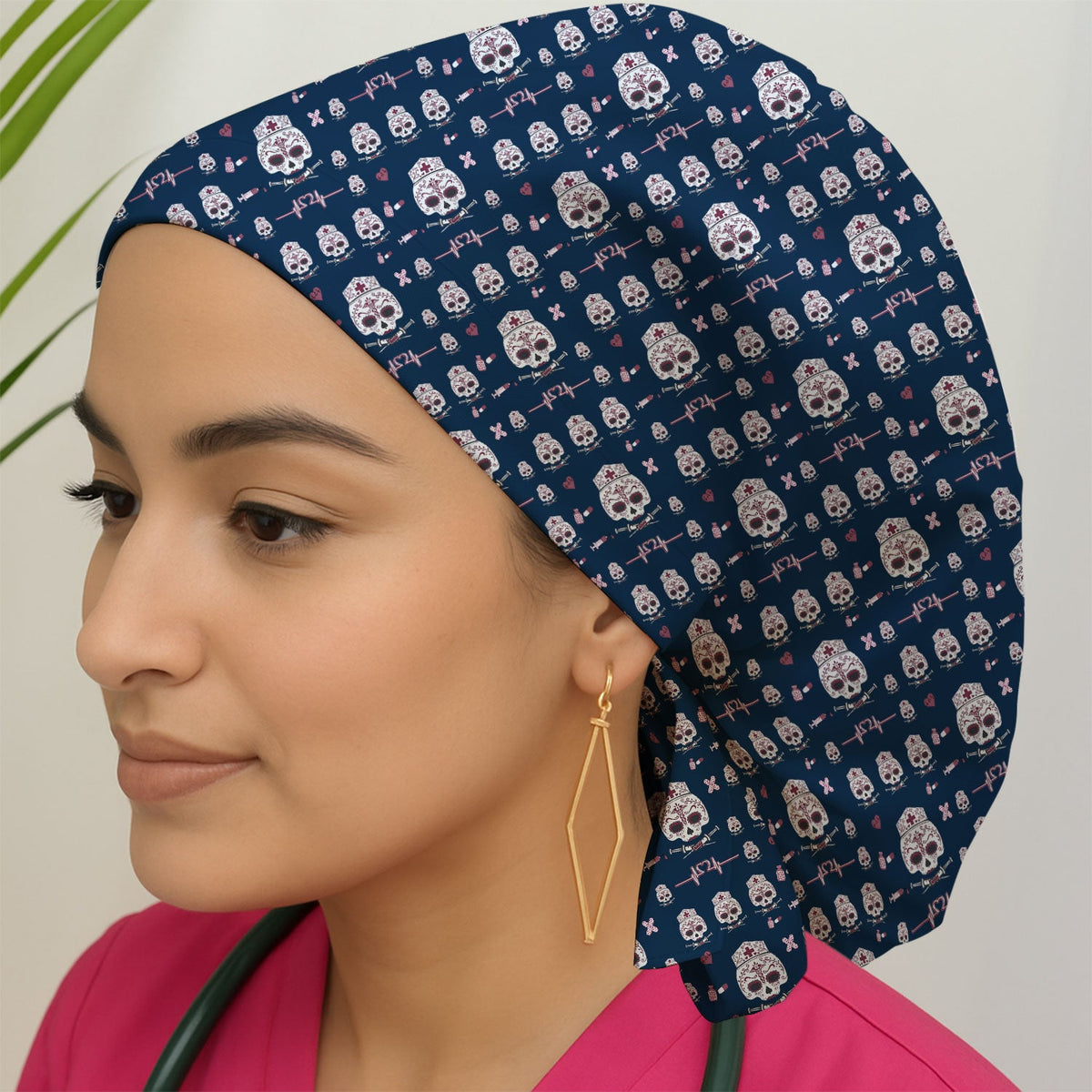 Sugar Skull Scrub Cap