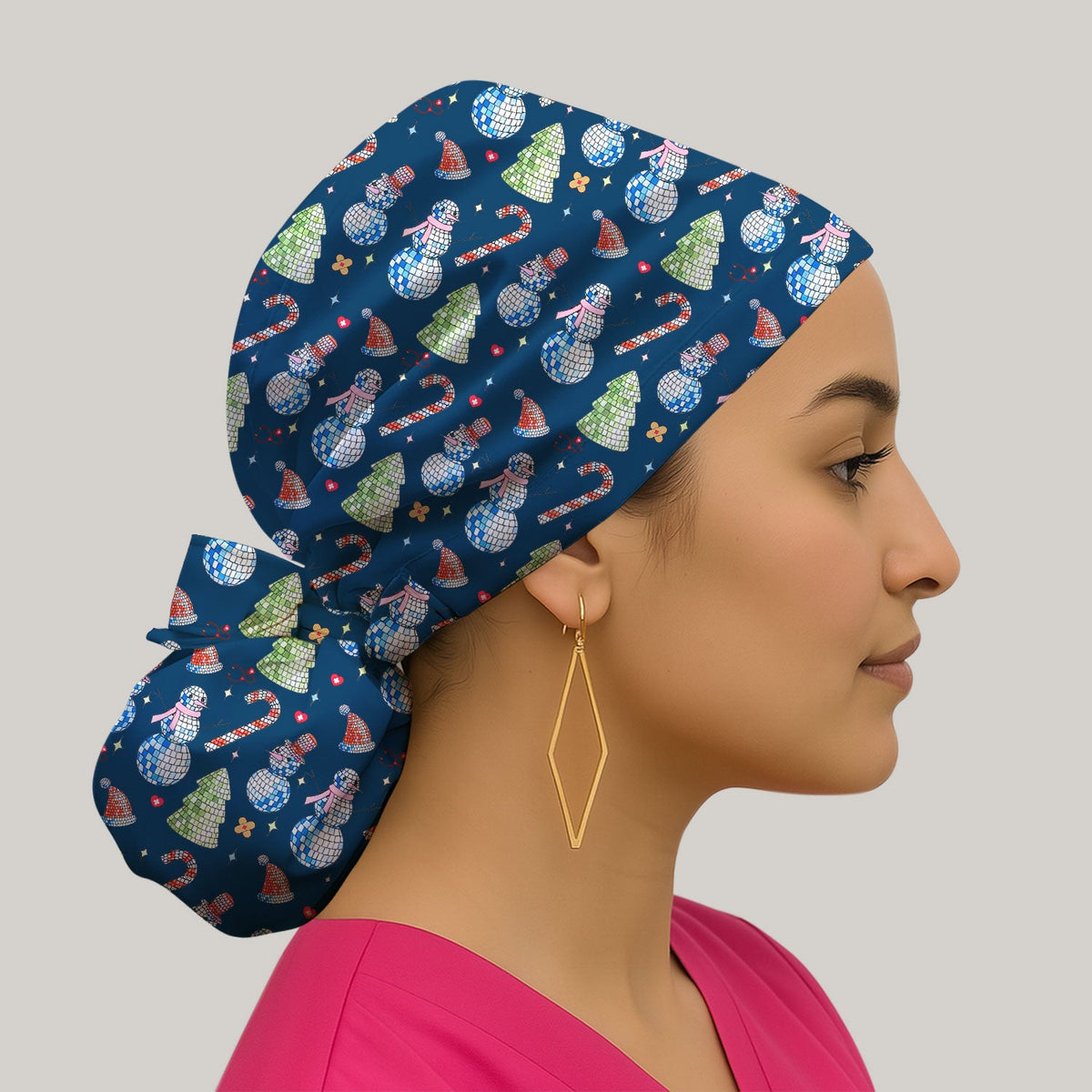 Christmas Snowman Scrub Cap