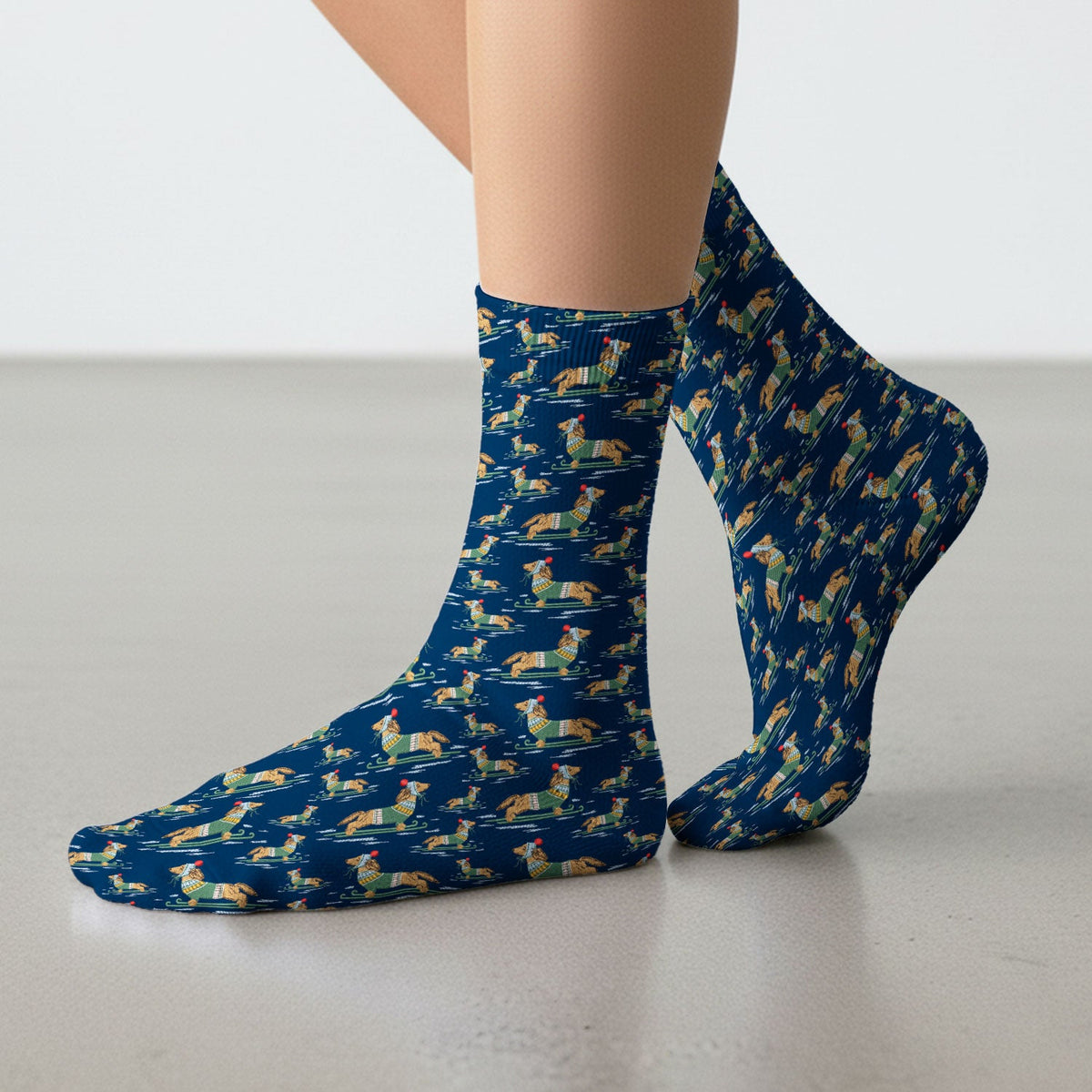 Dachshund Winter Nurse Socks