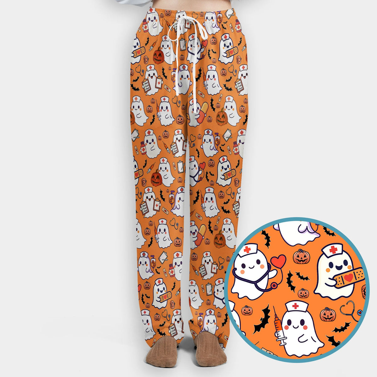 Pumpkin Ghost Nurse Scrub Set - Halloween Gift