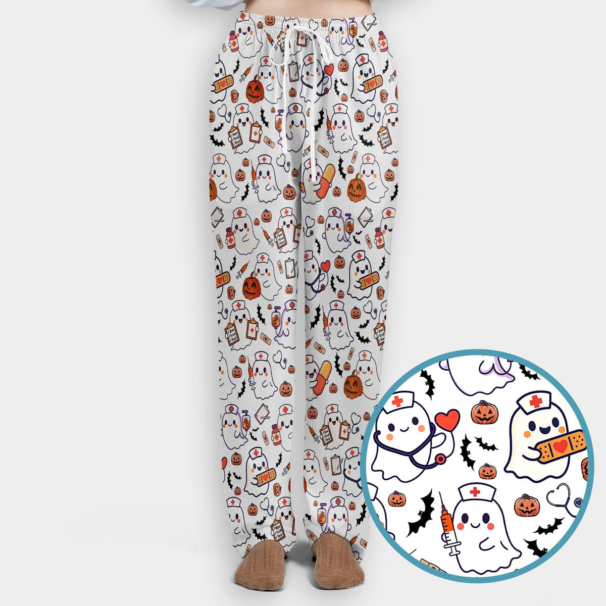 Pumpkin Ghost Nurse Scrub Set - Halloween Gift