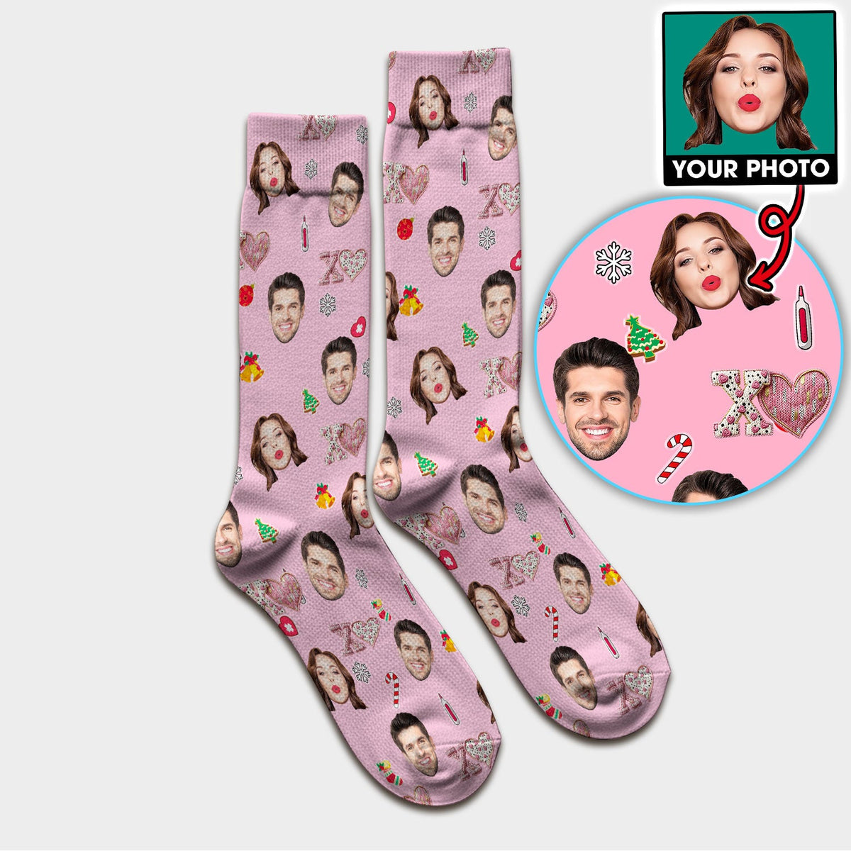 Personalized Photo XOXO Nurse Socks