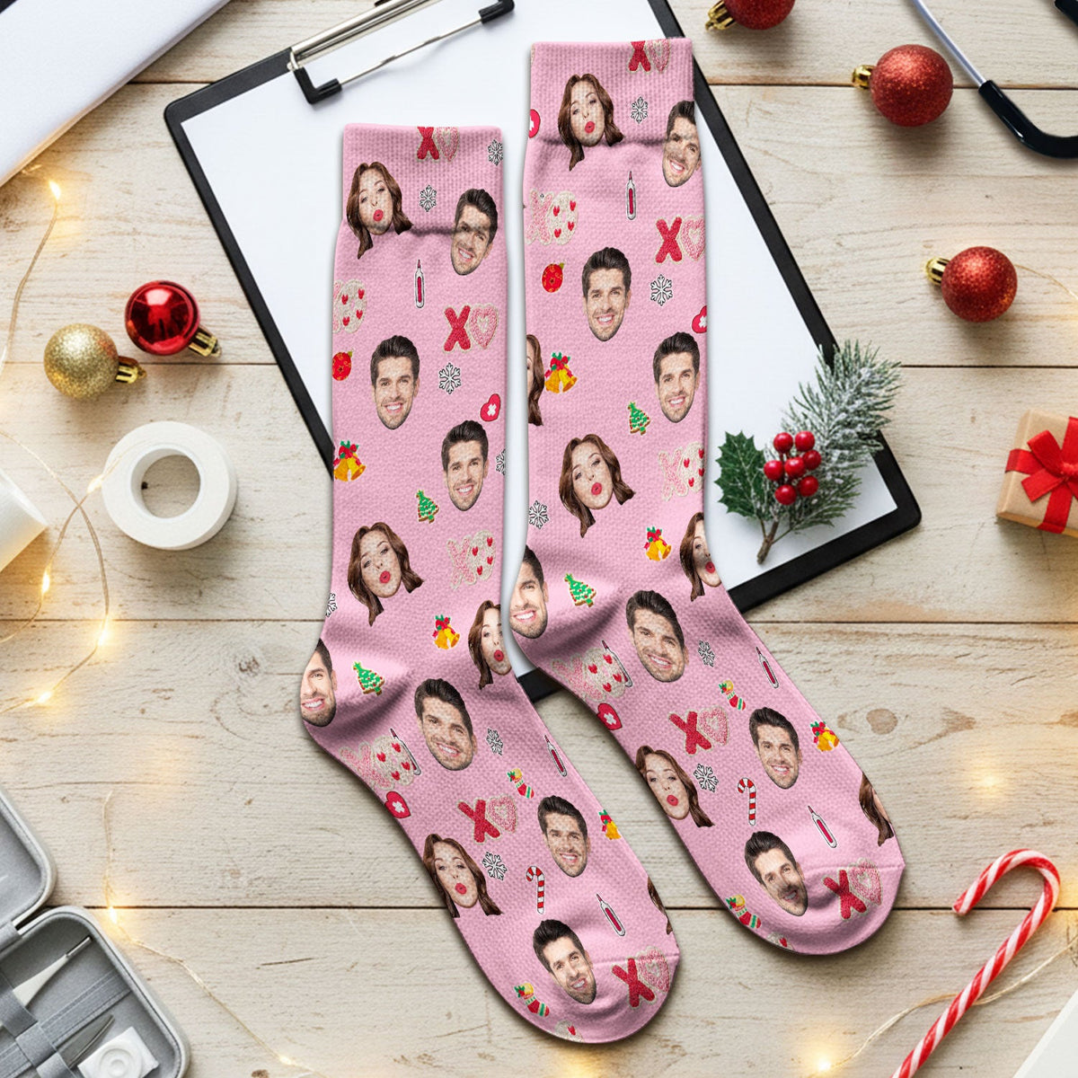 Personalized Photo Face Nurse Scrub Socks