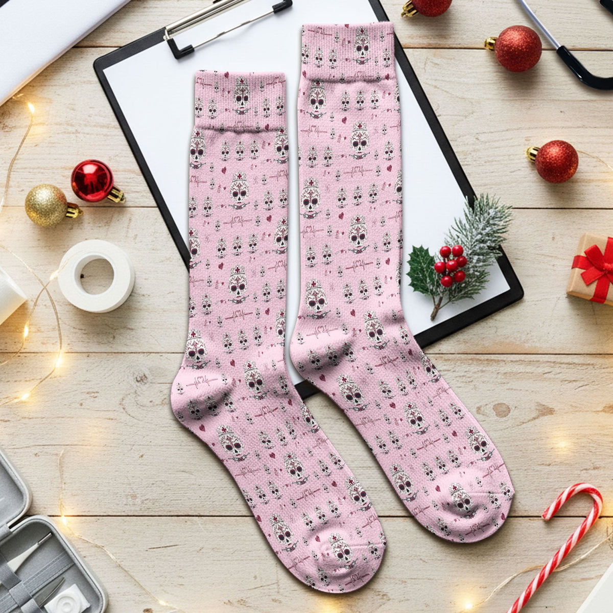 Sugar Skull Nurse Socks