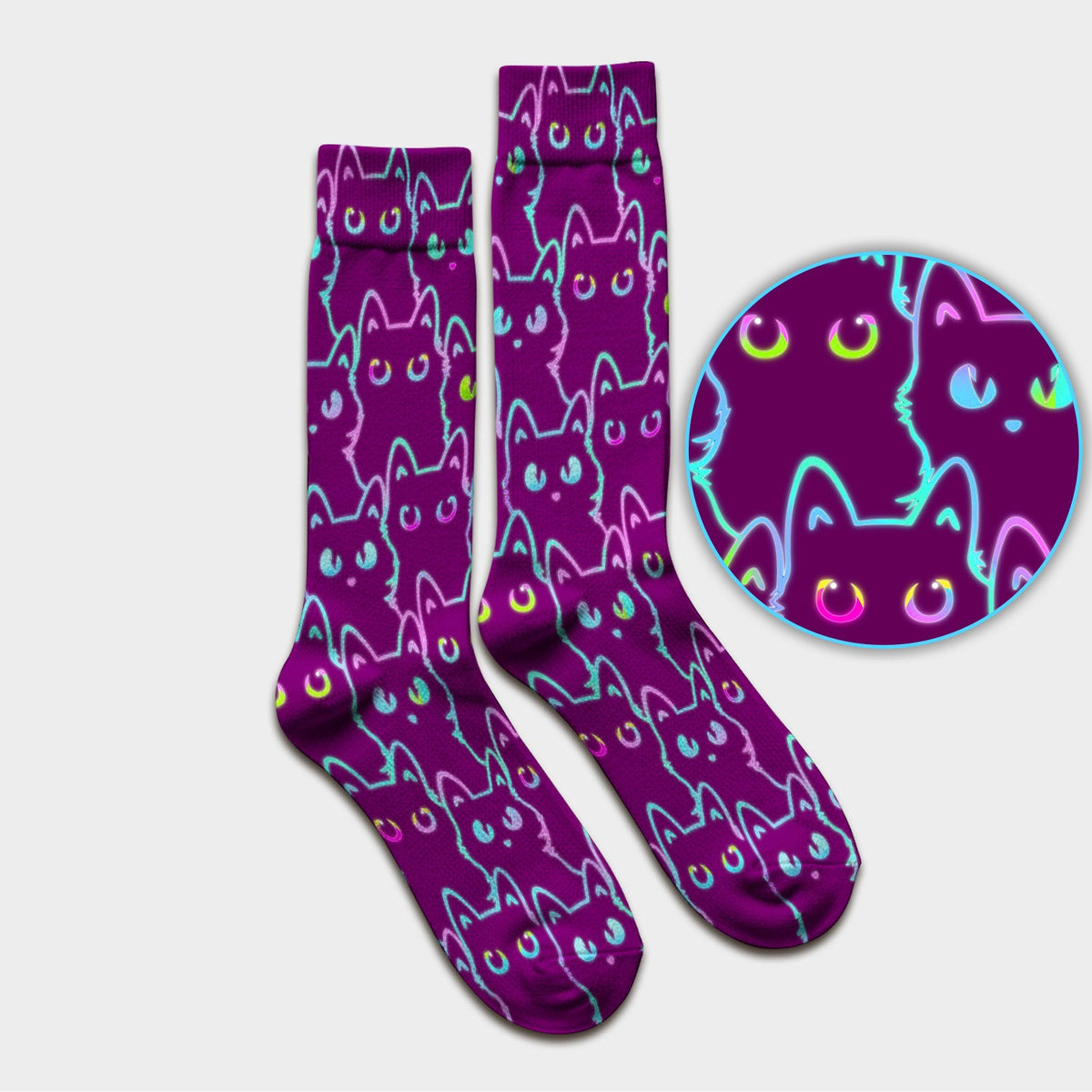 Neon Black Cat Nurse Socks