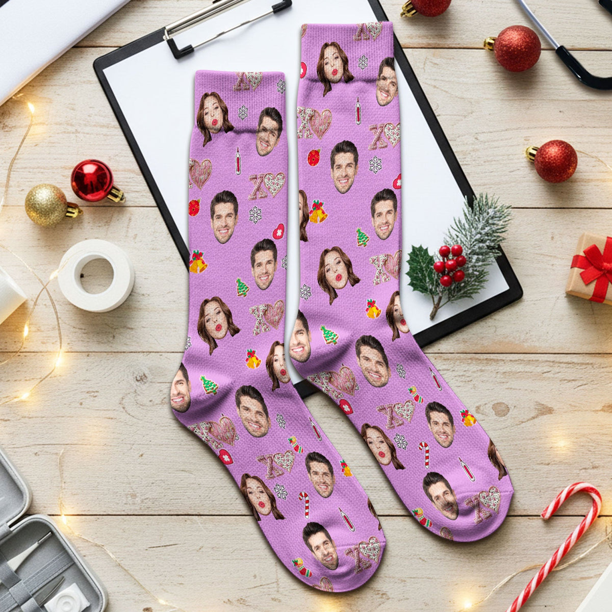 Personalized Photo XOXO Nurse Socks