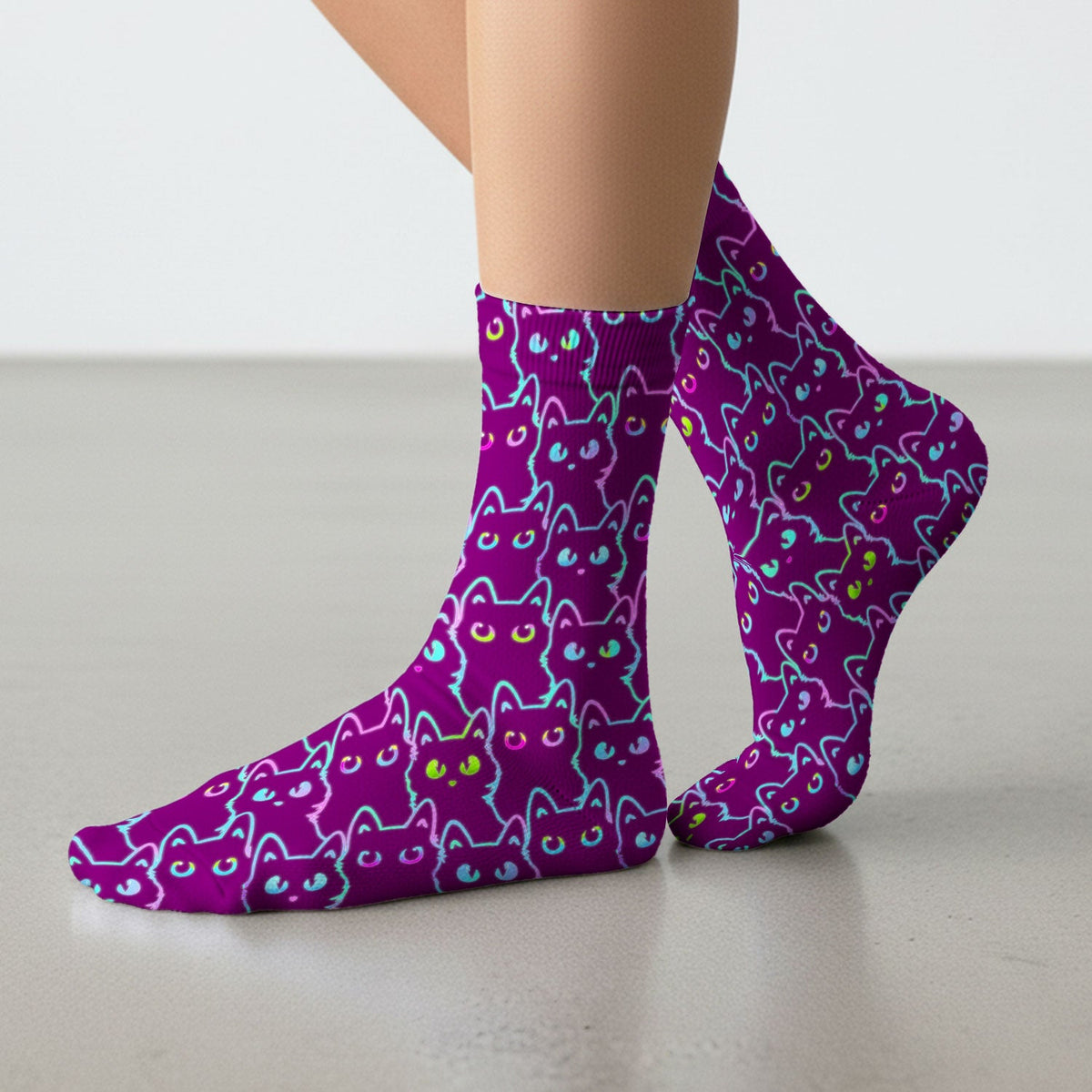 Neon Black Cat Nurse Socks