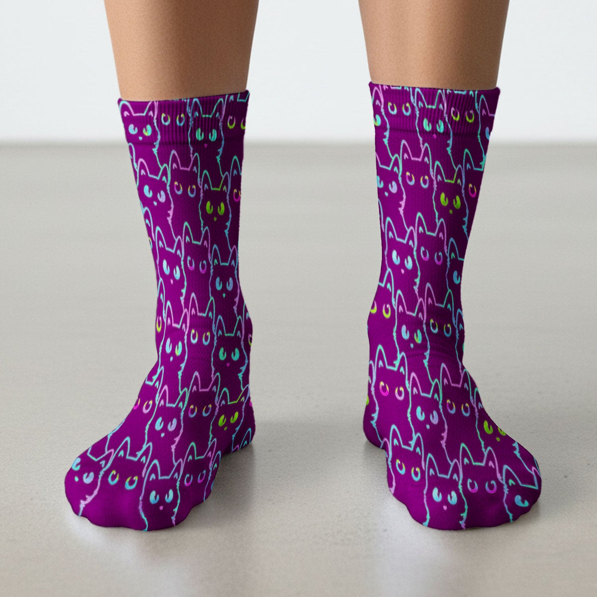 Neon Black Cat Nurse Socks