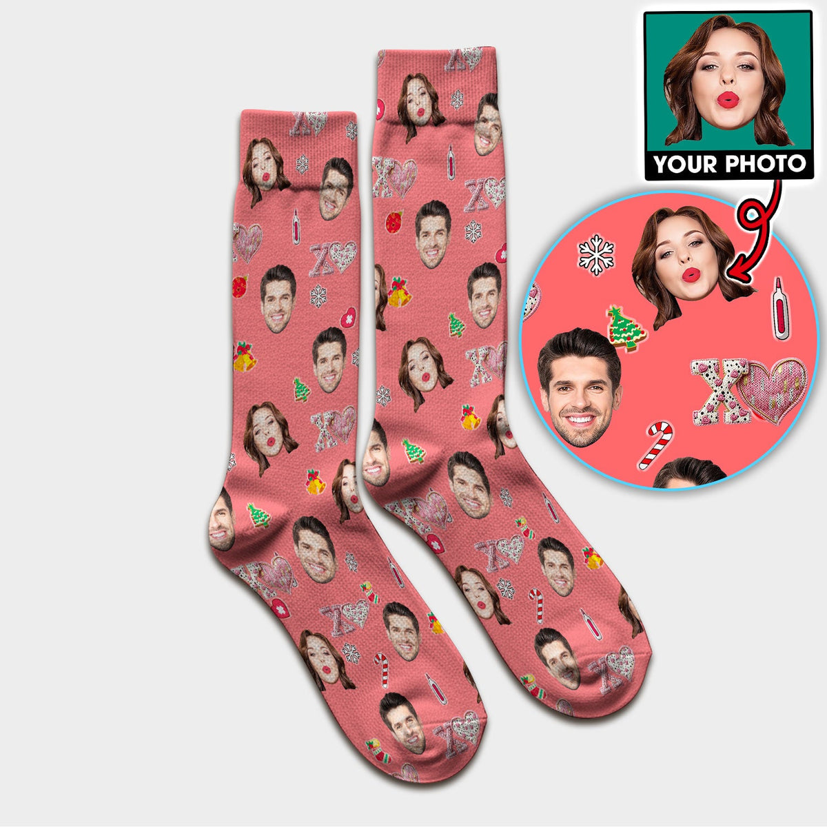 Personalized Photo XOXO Nurse Socks