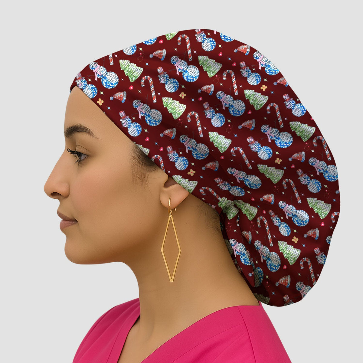Christmas Snowman Scrub Cap
