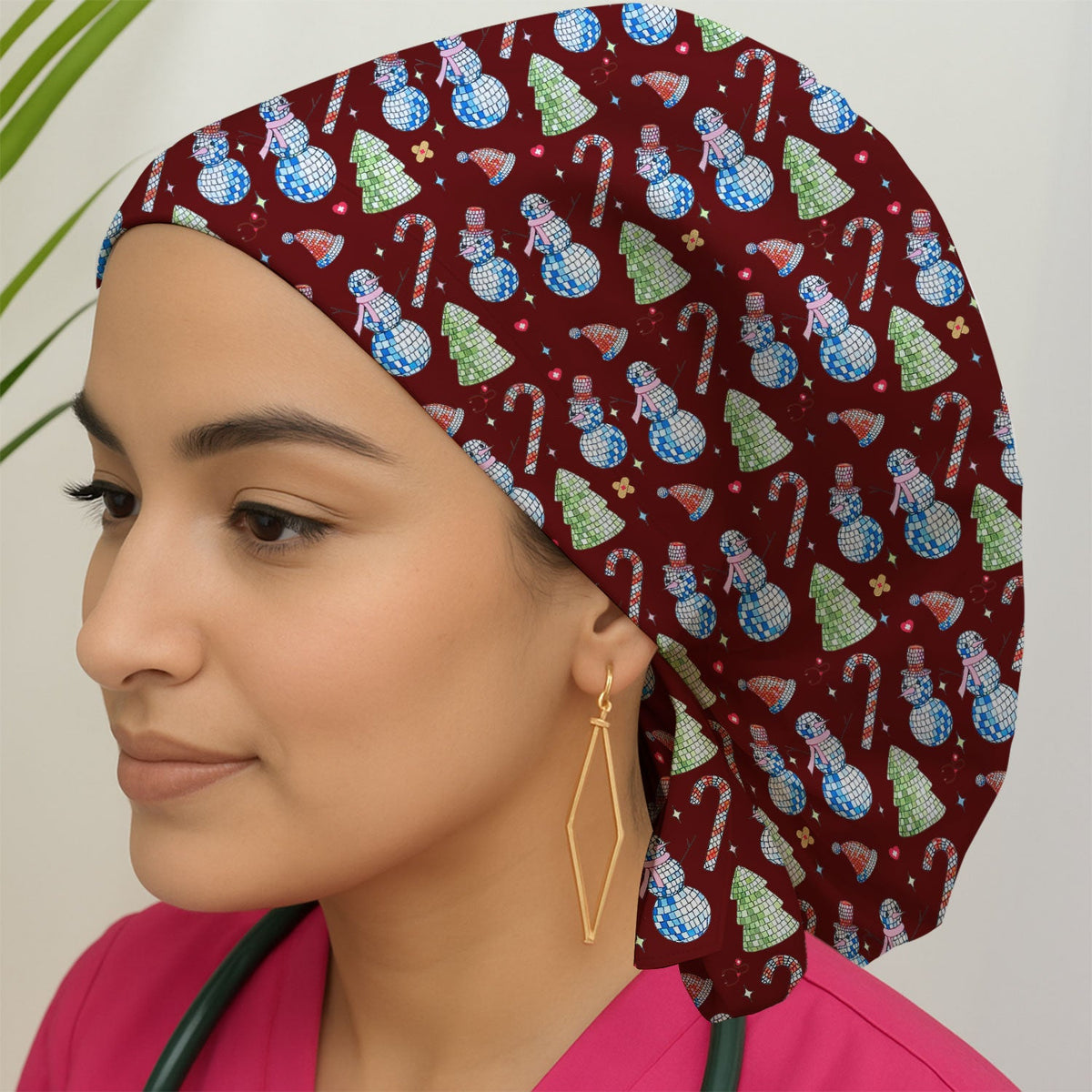 Christmas Snowman Scrub Cap