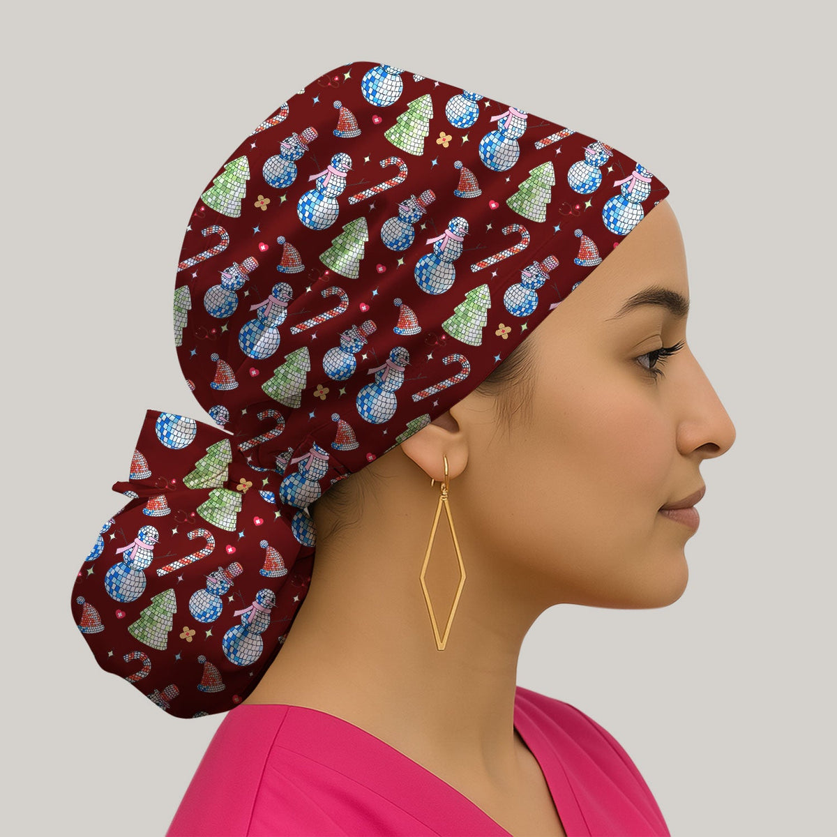 Christmas Snowman Scrub Cap