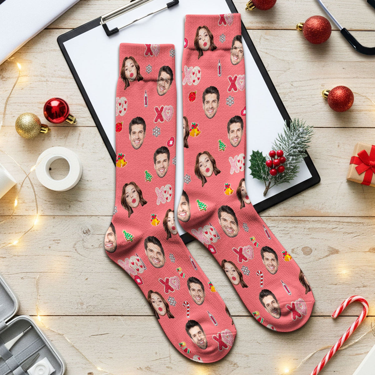 Personalized Photo Face Nurse Scrub Socks